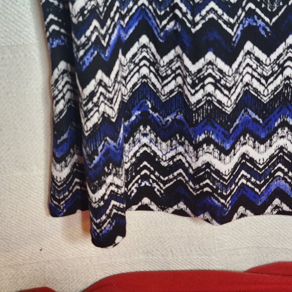 AB Studio Black White Royal Mixed Pattern Ruched Waist Poly Span Maxi Skirt XL - Picture 11 of 16